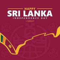 sri lanka indipendenza giorno vettore illustrazione con un' lungo bandiera e un' buddista tempio icona. Sud asiatico nazione pubblico vacanza saluto carta. adatto per sociale media inviare.