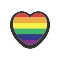 arcobaleno bandiera nel cuore forma. orgoglio LGBTQ amore. lesbica, gay, bisessuale, transgender, strano simbolo. piatto icona isolato su bianca sfondo vettore