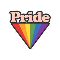 orgoglio testo con arcobaleno bandiera distintivo. lgbt simbolo. gay, lesbica, bisessuale, trans, strano amore simbolo di diversità. vettore