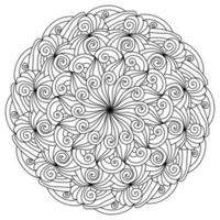 astratto mandala con riccioli e a strisce motivi, meditativo colorazione pagina con arricciato Linee vettore