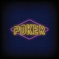 vettore del testo di stile delle insegne al neon del poker