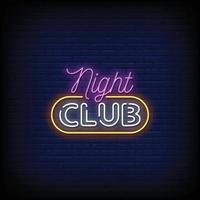 vettore del testo di stile delle insegne al neon del night-club