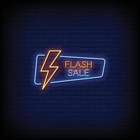 vettore del testo di stile delle insegne al neon di vendita flash