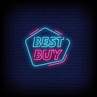 best buy insegne al neon stile testo vettoriale