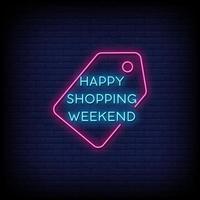 buon fine settimana dello shopping insegne al neon stile testo vettoriale