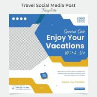 vacanza in viaggio e giro sociale media inviare e piazza aviatore inviare bandiera modello design vettore