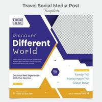 Esplorare giro e viaggio sociale media inviare e piazza aviatore inviare bandiera modello design vettore