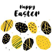 contento Pasqua stilizzato struttura Pasqua uova illustrazione nel taglio stile giallo nero colore isolato su bianca vettore