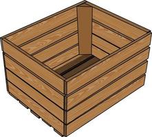 naturale di legno scatola, vino scatola, frutta scatola, solido legna gabbia mensola vettore illustrazione