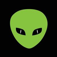 verde alieno viso emoji extraterrestre umanoide testa icona vettore illustrazione su nero sfondo