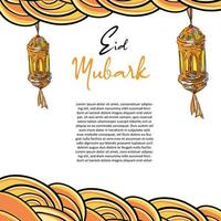 eid mubarak mano disegnato lanterna islamico vettore