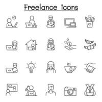 icone freelance impostate in stile linea sottile vettore
