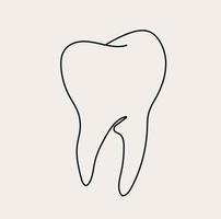 minimalista dentista linea arte, denti dente schema disegno, dentale clinica, semplice schizzo vettore
