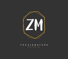 z m zm iniziale lettera grafia e firma logo. un' concetto grafia iniziale logo con modello elemento. vettore