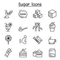 icona di zucchero impostato in stile linea sottile vettore