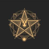 esoterico e occulto pentagramma con capra cranio vettore