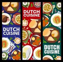 olandese cucina cibo striscioni, ristorante piatti pasto vettore