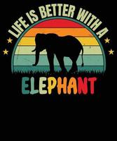 vita è meglio con un' elefante t camicia design vettore