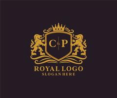 iniziale cp lettera Leone reale lusso logo modello nel vettore arte per ristorante, regalità, boutique, bar, Hotel, araldico, gioielleria, moda e altro vettore illustrazione.