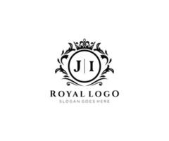 iniziale ji lettera lussuoso marca logo modello, per ristorante, regalità, boutique, bar, Hotel, araldico, gioielleria, moda e altro vettore illustrazione.