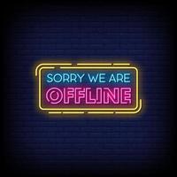 scusa siamo offline al neon in stile testo vettoriale