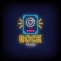 vettore del testo di stile delle insegne al neon di musica rock