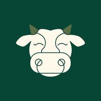 animale azienda agricola bestiame bestiame Grasso mucche testa latte Manzo carino Sorridi portafortuna cartone animato moderno logo design vettore