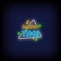 insieme tempo insegne al neon stile testo vettoriale