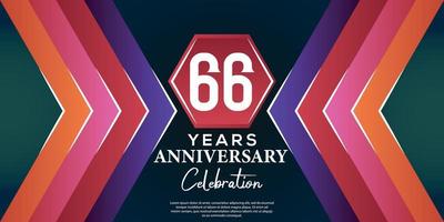 66 anno anniversario celebrazione design con lusso astratto colore stile su lusso nero backgroun vettore