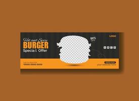 super delizioso hamburger e cibo vendita sociale media copertina bandiera modello vettore