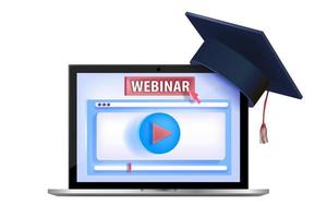 webinar video online, formazione su Internet, lezione virtuale, concetto di tutorial vettore