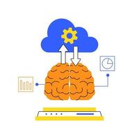 nube calcolo di cervello tecnologia artificiale intelligenza ai futuro grande dati in lavorazione in profondità apprendimento Internet server duo tono illustrazione vettore