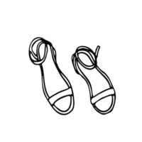 Da donna sandali con cinghie - mano disegnato scarabocchio. sandali vettore schizzo