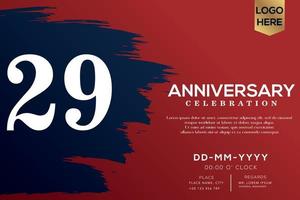 29 anni anniversario celebrazione vettore con blu spazzola isolato su rosso sfondo con testo modello design