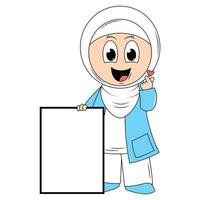 carino ragazza hijab cartone animato illustrazione vettore