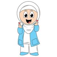 carino ragazza hijab cartone animato illustrazione vettore