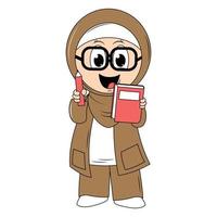 carino ragazza hijab cartone animato illustrazione vettore