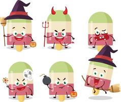 Halloween espressione emoticon con cartone animato personaggio di anguria ghiaccio crema vettore