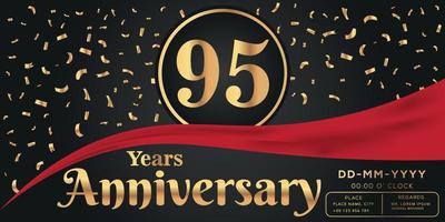 95 ° anni anniversario celebrazione logo su buio sfondo con d'oro numeri e d'oro astratto coriandoli vettore design