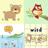 vettore illustrazione di giungla animali cartone animato