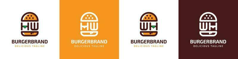 lettera hw e che cosa? hamburger logo, adatto per qualunque attività commerciale relazionato per hamburger con hw o che cosa? iniziali. vettore