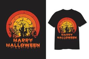 design della maglietta vintage retrò felice di halloween vettore
