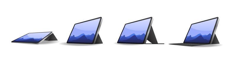 collezione di tablet con diverso stile custodia o copertina isolato su sfondo bianco, illustrazione vettoriale