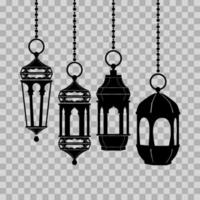 impostato silhouette illustrazione di un islamico lanterne. può essere Usato per design carte, ragnatela, eccetera. Ramadan disegno, eid al-Fitr e eid al-adha. vettore