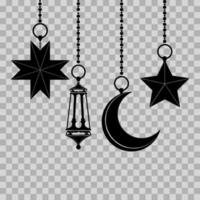 silhouette illustrazione di un islamico lanterna, stella, e Luna. può essere Usato per design carte, ragnatela, eccetera. Ramadan disegno, eid al-Fitr e eid al-adha. vettore