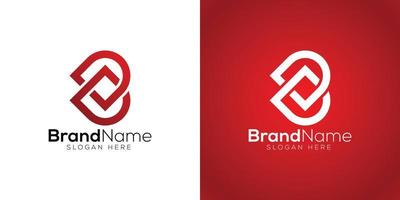 lettera B logo design modello su bianca e rosso sfondo vettore