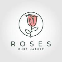 rosa linea arte logo fiore vettore icona illustrazione