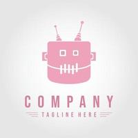 carino rosa mostro robot vettore illustrazione logo design