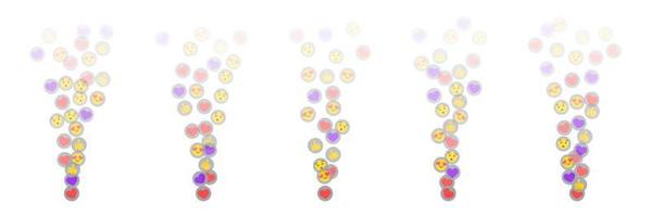 piace volante su per storie e vivere flussi. colorato piace e pollice icone per sociale media ui. vettore illustrazione