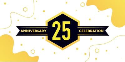 25 anni anniversario logo vettore design con giallo geometrico forma con nero e astratto design su bianca sfondo modello